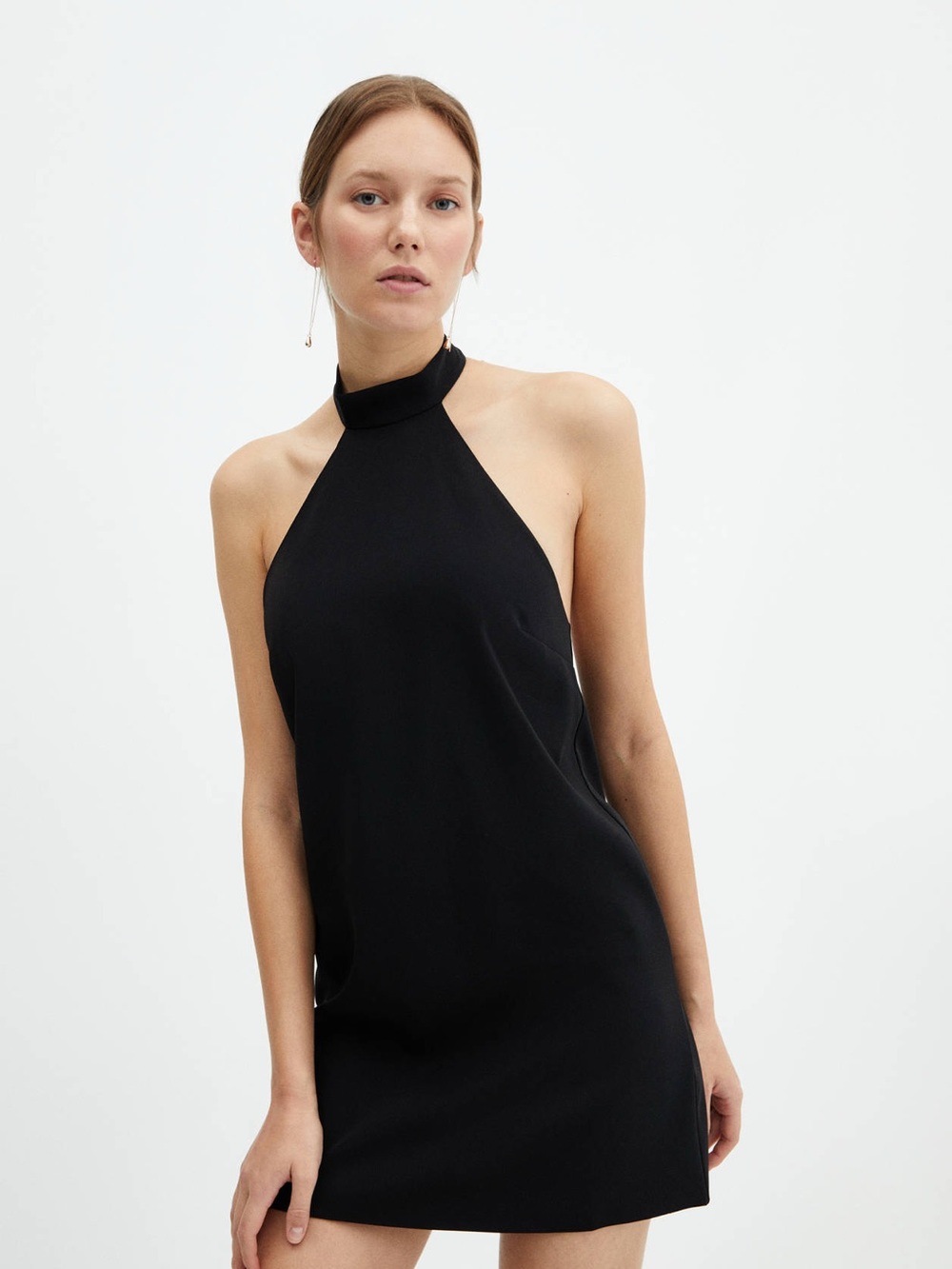 Mango Black Halter Neck Mini Dress
